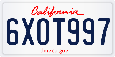 CA license plate 6XOT997