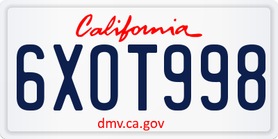CA license plate 6XOT998