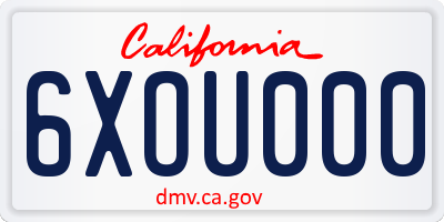 CA license plate 6XOU000