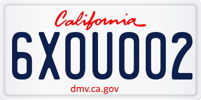 CA license plate 6XOU002