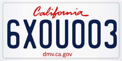 CA license plate 6XOU003