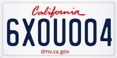 CA license plate 6XOU004