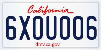 CA license plate 6XOU006