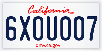 CA license plate 6XOU007