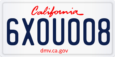 CA license plate 6XOU008