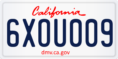 CA license plate 6XOU009