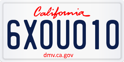 CA license plate 6XOU010