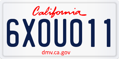 CA license plate 6XOU011