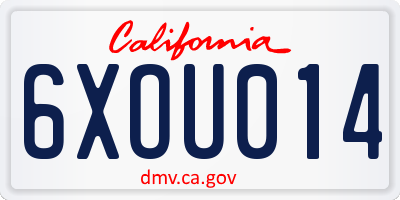 CA license plate 6XOU014