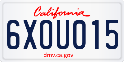 CA license plate 6XOU015