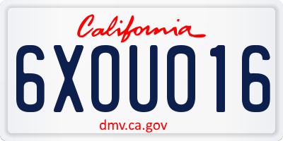 CA license plate 6XOU016