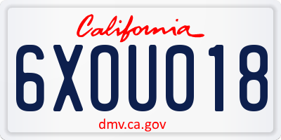 CA license plate 6XOU018