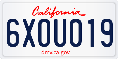 CA license plate 6XOU019