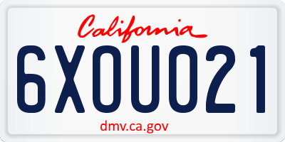 CA license plate 6XOU021