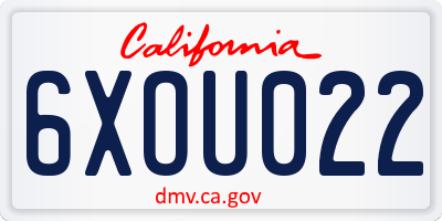 CA license plate 6XOU022