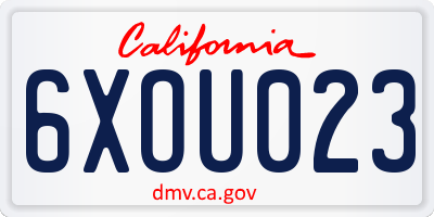CA license plate 6XOU023