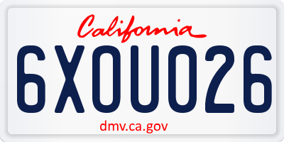 CA license plate 6XOU026