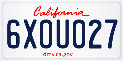 CA license plate 6XOU027