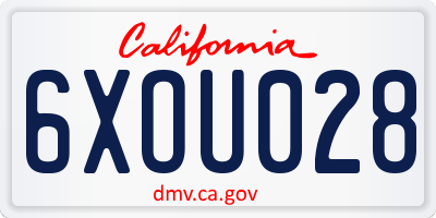 CA license plate 6XOU028