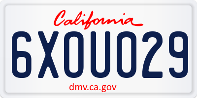 CA license plate 6XOU029