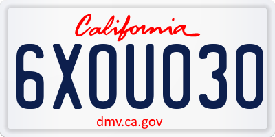 CA license plate 6XOU030