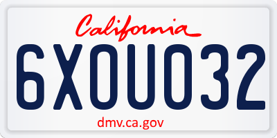 CA license plate 6XOU032