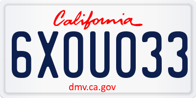 CA license plate 6XOU033