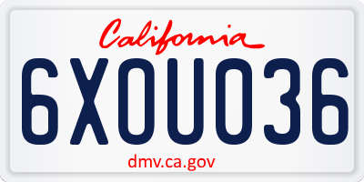 CA license plate 6XOU036