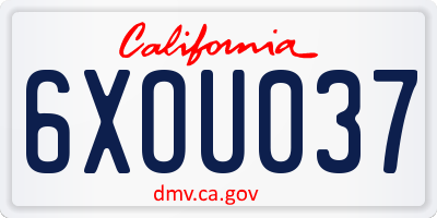 CA license plate 6XOU037