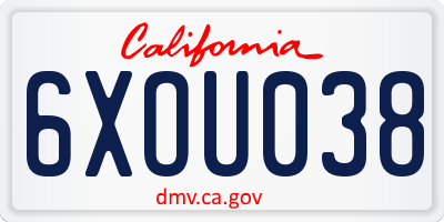CA license plate 6XOU038