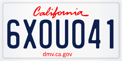 CA license plate 6XOU041