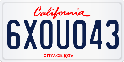 CA license plate 6XOU043