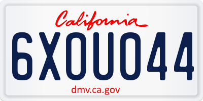 CA license plate 6XOU044