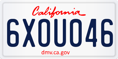 CA license plate 6XOU046