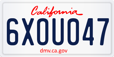 CA license plate 6XOU047