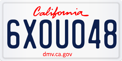 CA license plate 6XOU048