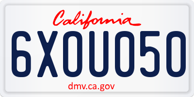 CA license plate 6XOU050