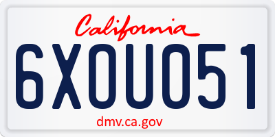 CA license plate 6XOU051