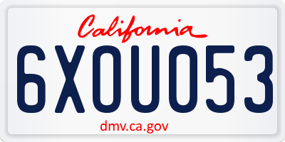 CA license plate 6XOU053