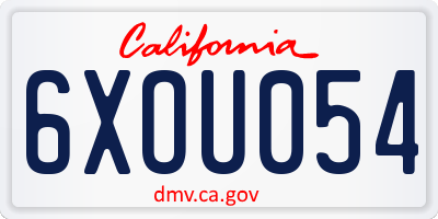 CA license plate 6XOU054