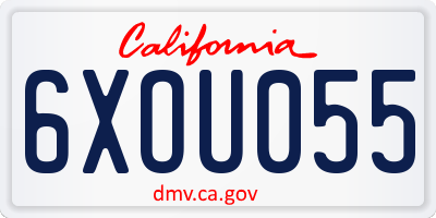 CA license plate 6XOU055