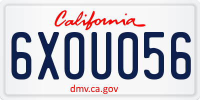 CA license plate 6XOU056