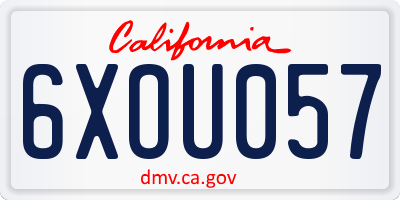 CA license plate 6XOU057