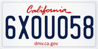 CA license plate 6XOU058