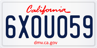 CA license plate 6XOU059