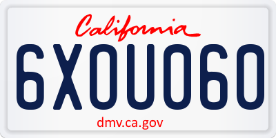 CA license plate 6XOU060