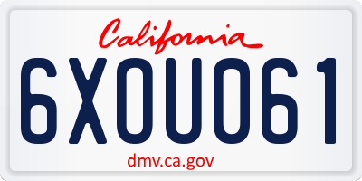 CA license plate 6XOU061