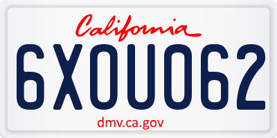 CA license plate 6XOU062