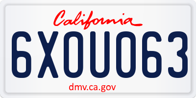 CA license plate 6XOU063