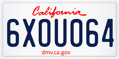 CA license plate 6XOU064